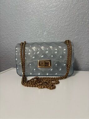 Target Clear Quilted Crossbody Bag with Gold Chain